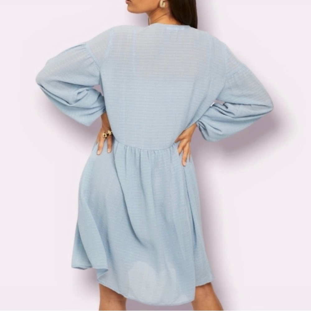 NEW SAMSØE SAMSØE BLUE STRIPED MINI DRESS - Picture 6 of 9